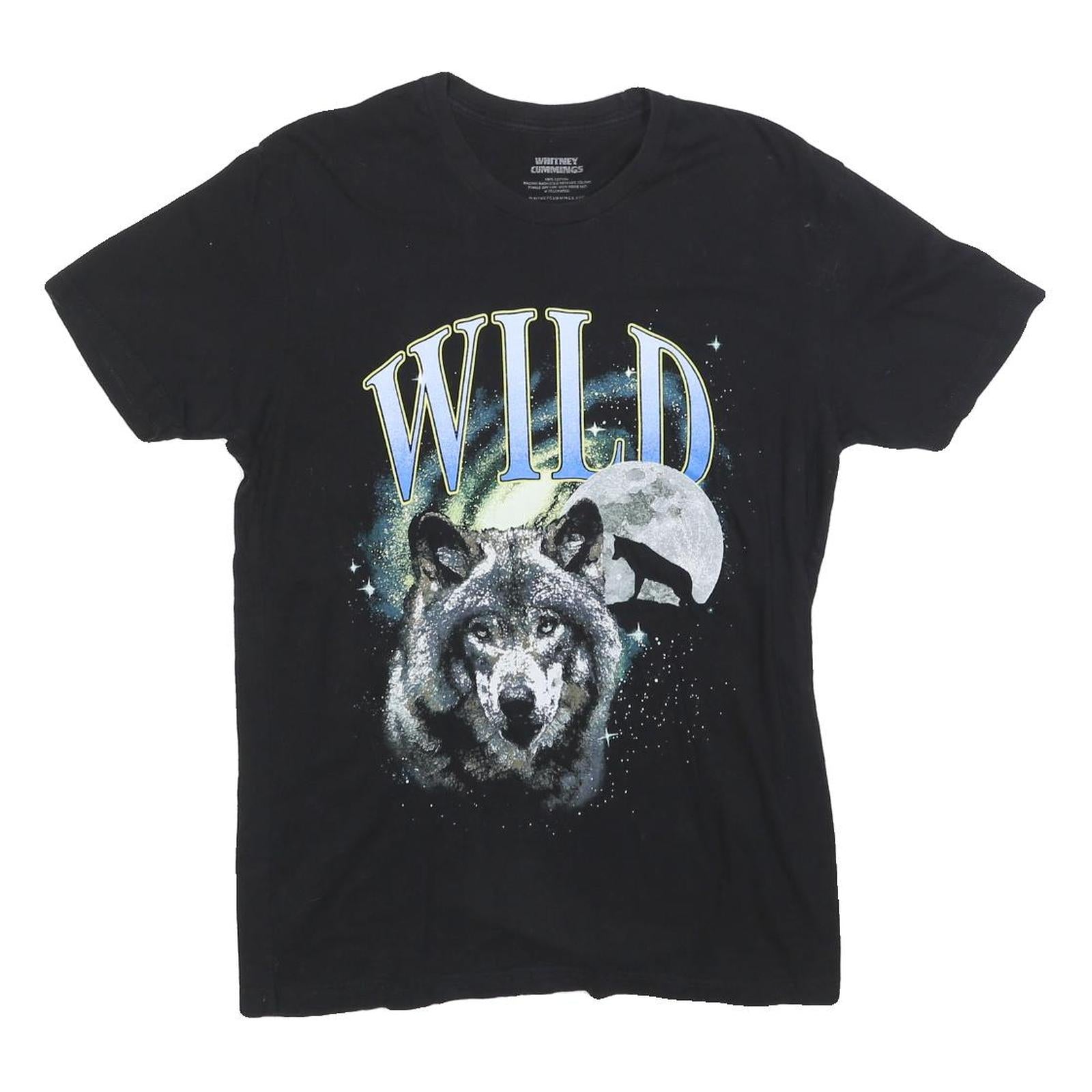 WHITNEY CUMMINGS Womens Black Wolf Graphic T-Shirt M Short Sleeve Crew Neck Wild