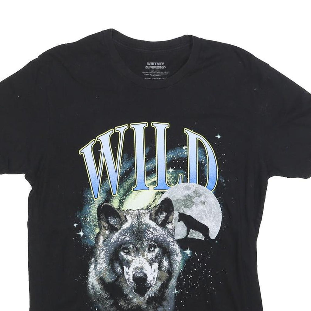 WHITNEY CUMMINGS Womens Black Wolf Graphic T-Shirt M Short Sleeve Crew Neck Wild