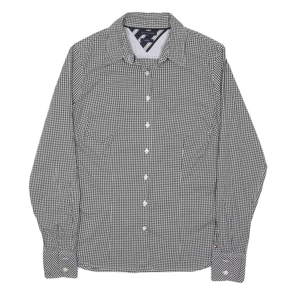 TOMMY HILFIGER Womens Black & White Checked Shirt UK 8 Classic Button-Down