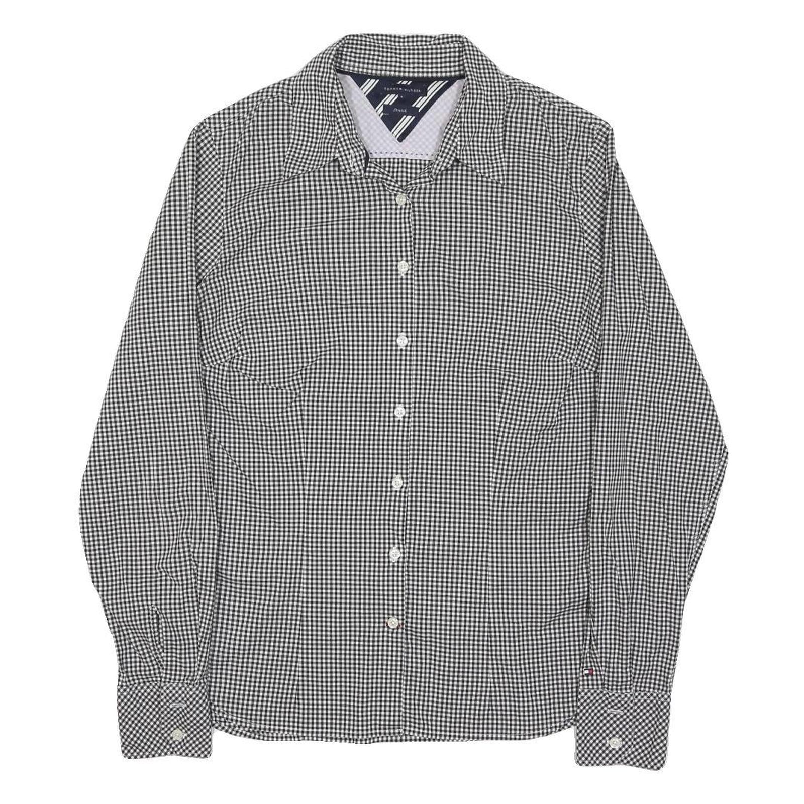 TOMMY HILFIGER Womens Black & White Checked Shirt UK 8 Classic Button-Down