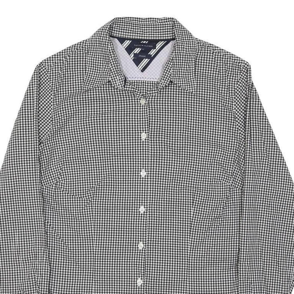 TOMMY HILFIGER Womens Black & White Checked Shirt UK 8 Classic Button-Down