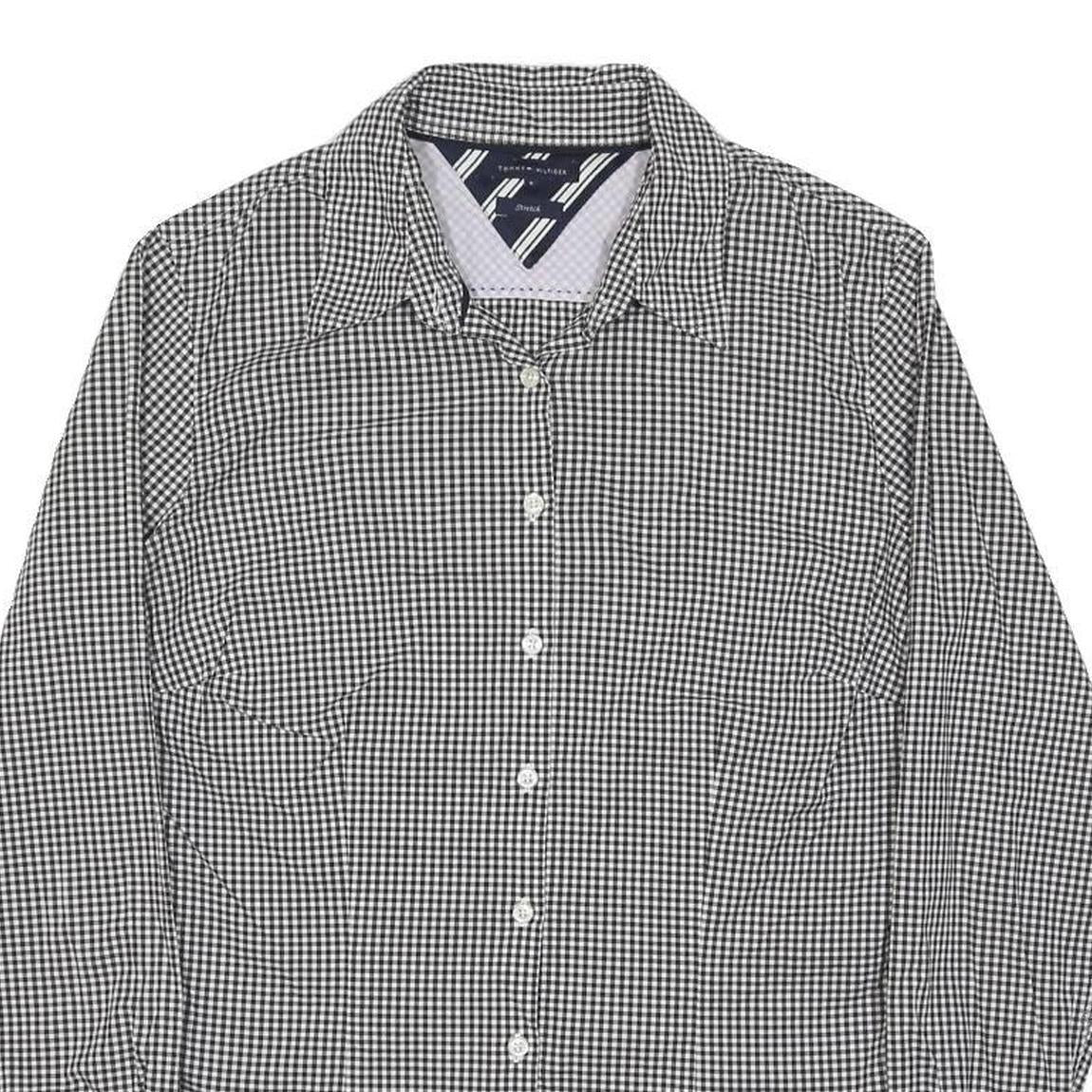 TOMMY HILFIGER Womens Black & White Checked Shirt UK 8 Classic Button-Down