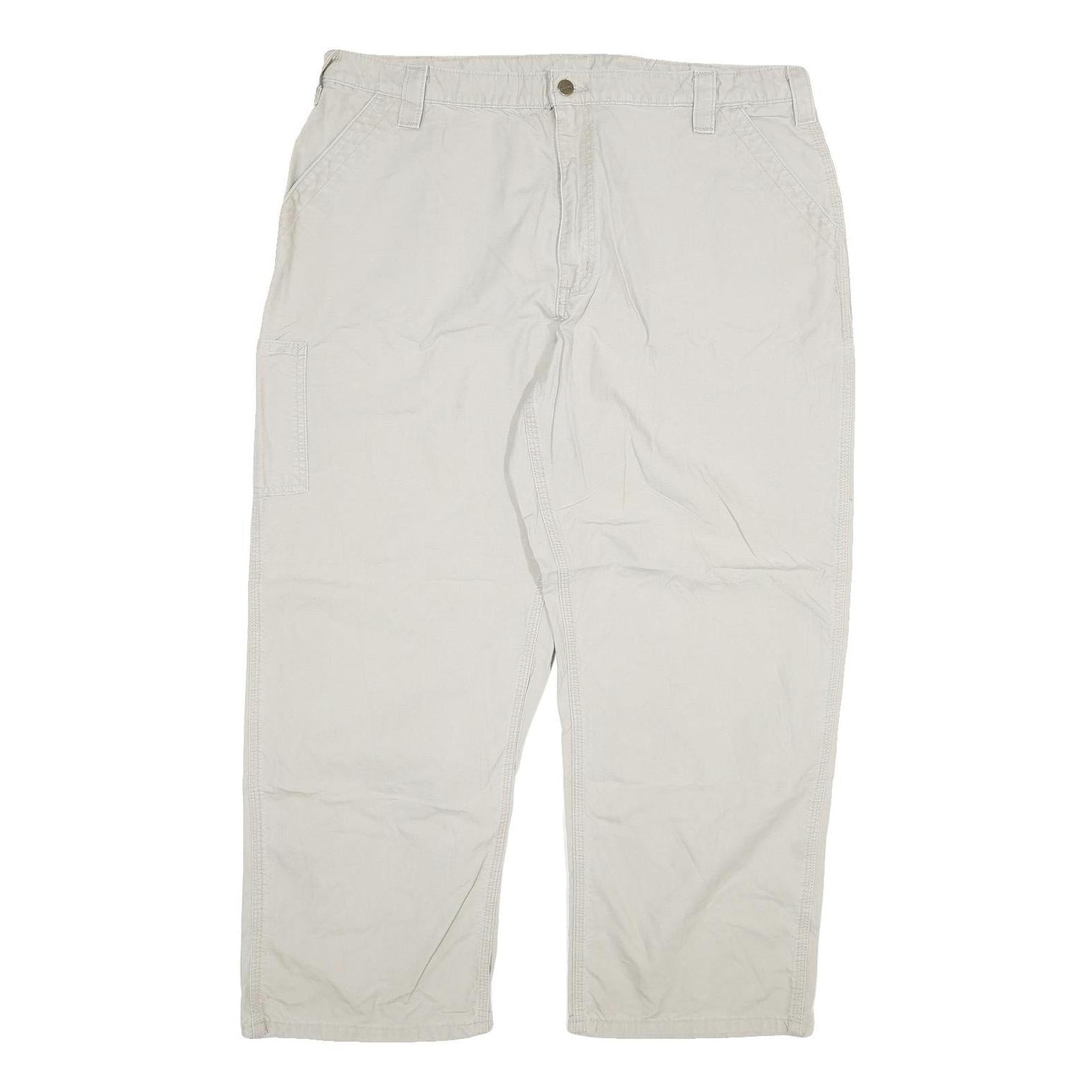 CARHARTT Mens Cotton Blend Beige Relaxed Straight Trousers W40 L28 Workwear