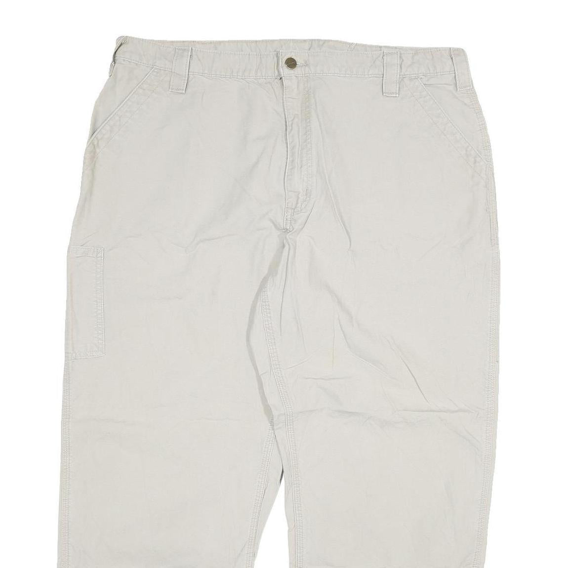 CARHARTT Mens Cotton Blend Beige Relaxed Straight Trousers W40 L28 Workwear