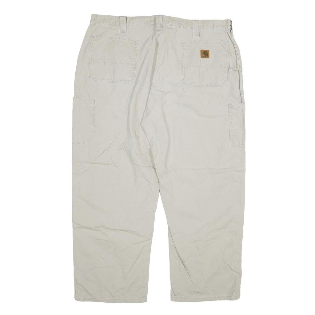 CARHARTT Mens Cotton Blend Beige Relaxed Straight Trousers W40 L28 Workwear