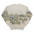 CANADA Womens Cream Sweatshirt M Wolves Printed Cotton Blend Crew Neck Casual