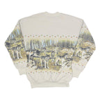 CANADA Womens Cream Sweatshirt M Wolves Printed Cotton Blend Crew Neck Casual