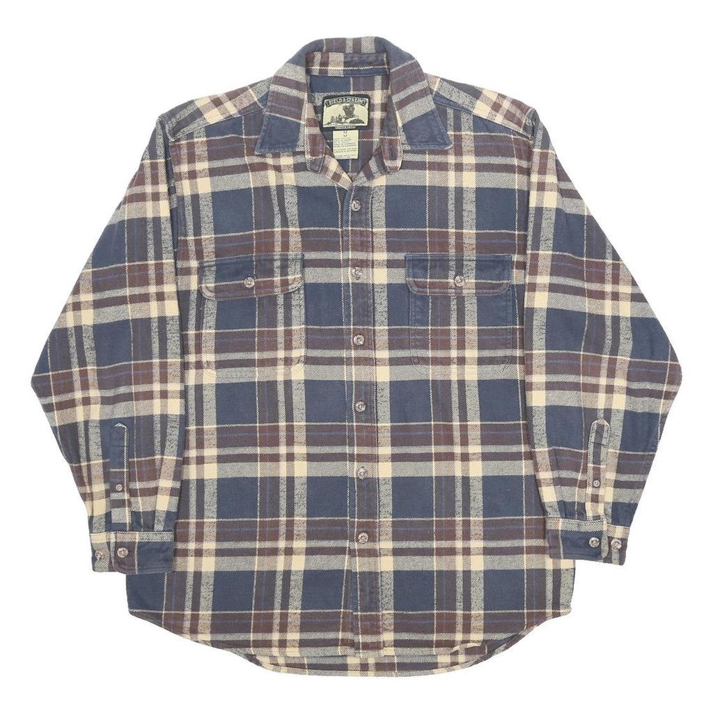 FIELD & STREAM Mens Blue & Brown Check Shirt M Cotton Casual Workwear