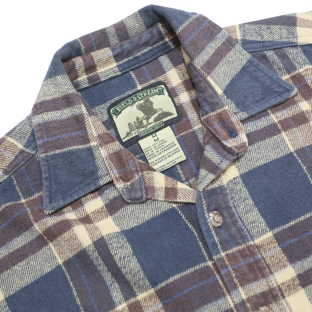 FIELD & STREAM Mens Blue & Brown Check Shirt M Cotton Casual Workwear