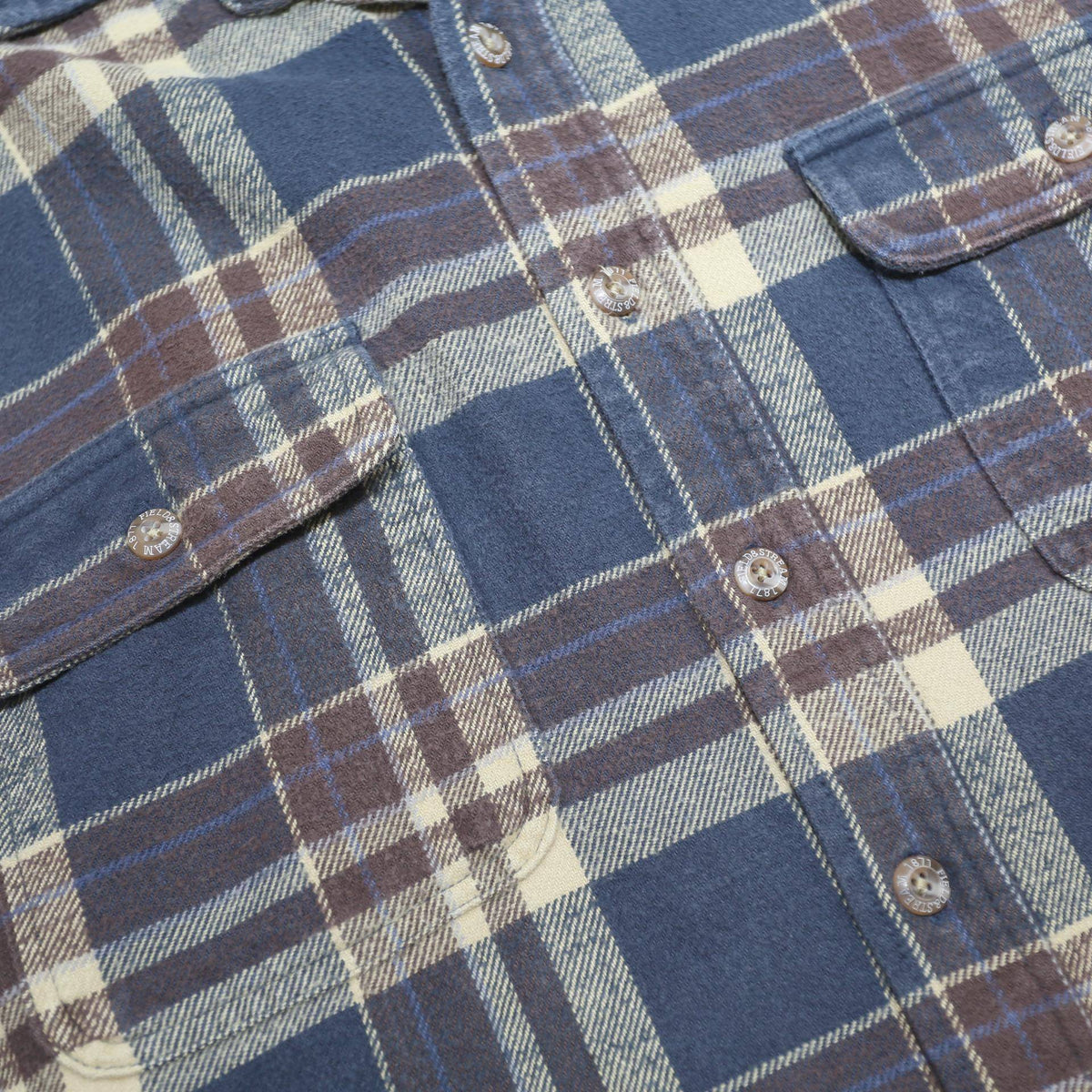 FIELD & STREAM Mens Blue & Brown Check Shirt M Cotton Casual Workwear