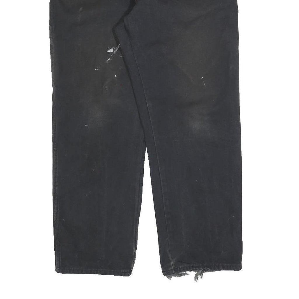 DICKIES Mens Cotton Blend Black Relaxed Loose Fit Trousers W36 L30 Workwear