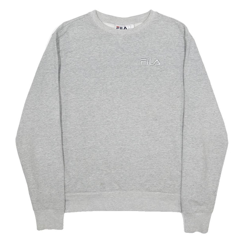FILA Womens Grey Cotton Blend Crew Neck Sweatshirt M Classic Logo Pullover