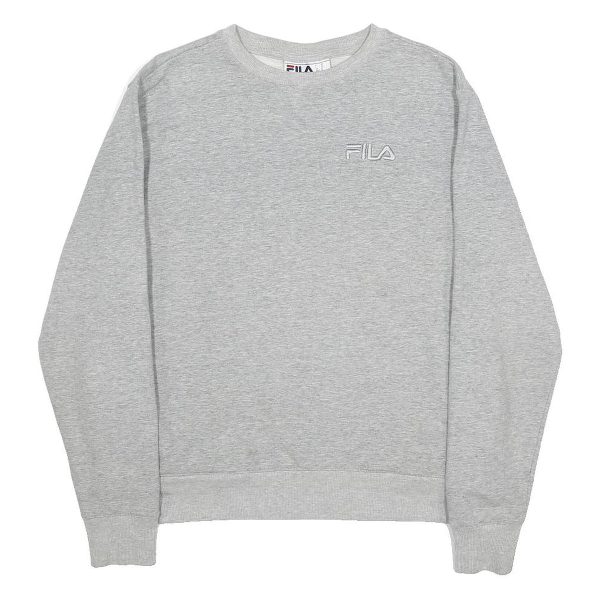 FILA Womens Grey Cotton Blend Crew Neck Sweatshirt M Classic Logo Pullover