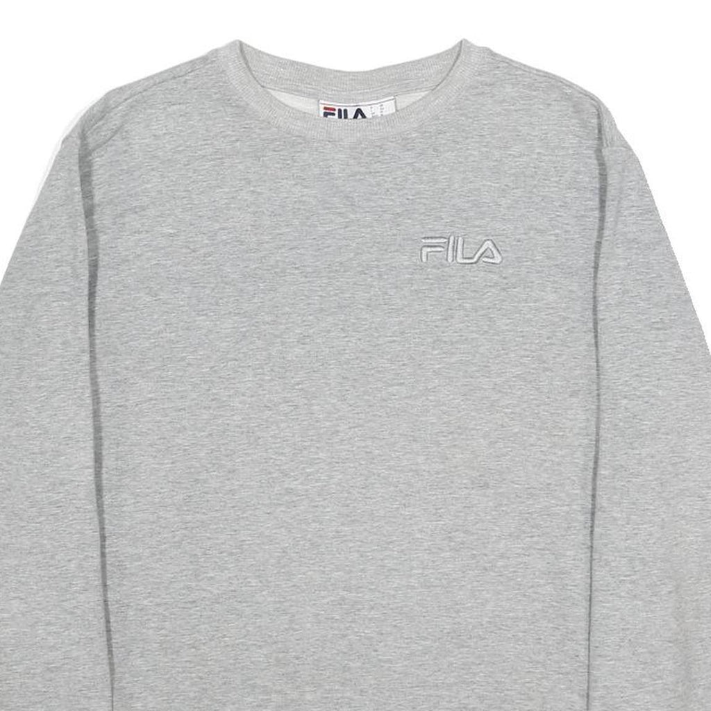 FILA Womens Grey Cotton Blend Crew Neck Sweatshirt M Classic Logo Pullover