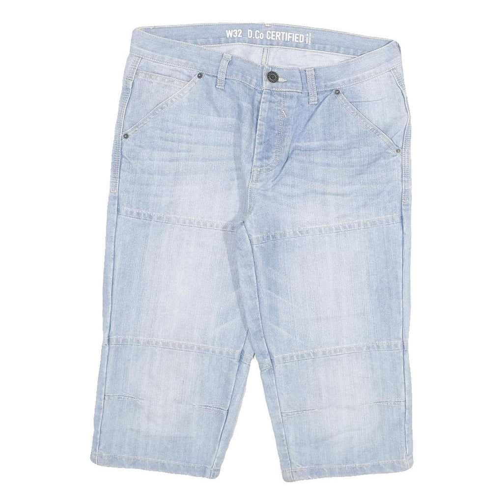 D CO Mens Shorts Blue Denim Casual L W32 Cotton Blend Comfortable Relaxed Fit