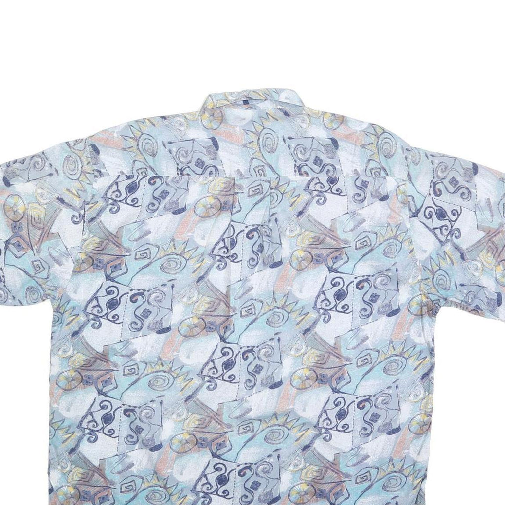 JAS Mens Blue Abstract Pattern Cotton Blend Shirt L Casual Button Up Summer