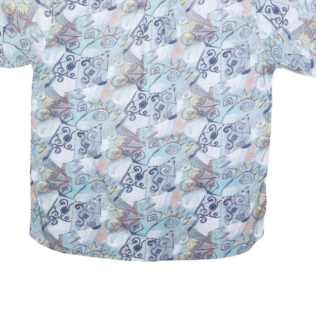 JAS Mens Blue Abstract Pattern Cotton Blend Shirt L Casual Button Up Summer