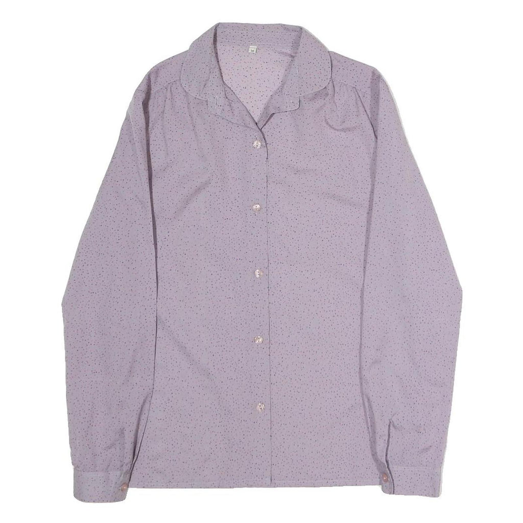Womens Purple Printed Shirt Long Sleeve Button Neck M Lightweight