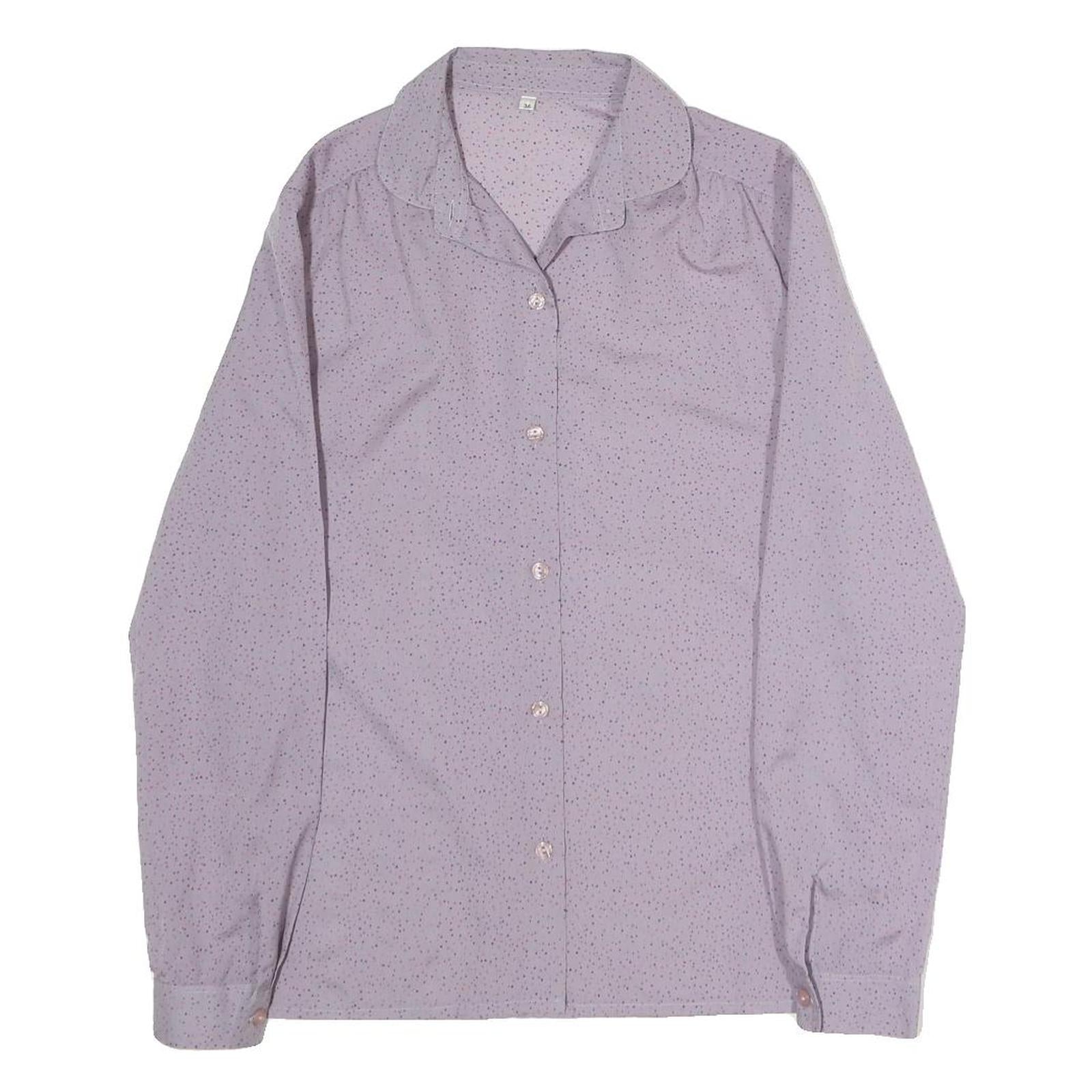 Womens Purple Printed Shirt Long Sleeve Button Neck M Lightweight