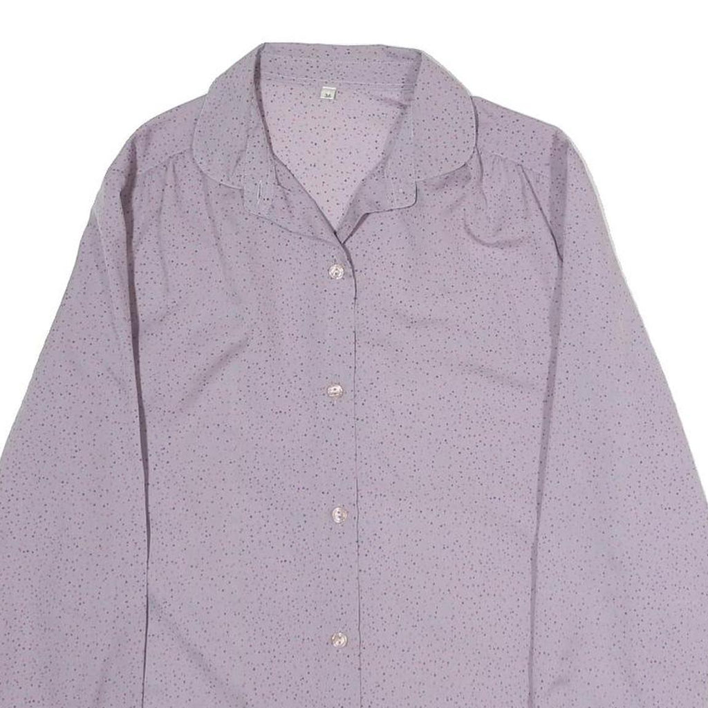Womens Purple Printed Shirt Long Sleeve Button Neck M Lightweight