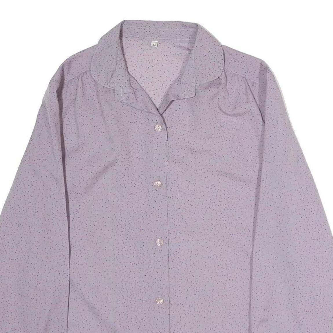 Womens Purple Printed Shirt Long Sleeve Button Neck M Lightweight