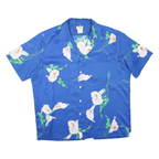 PACIFICA Mens Blue Floral Print Shirt 2XL Short Sleeve Polyester Blend Casual