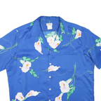 PACIFICA Mens Blue Floral Print Shirt 2XL Short Sleeve Polyester Blend Casual