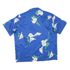 PACIFICA Mens Blue Floral Print Shirt 2XL Short Sleeve Polyester Blend Casual