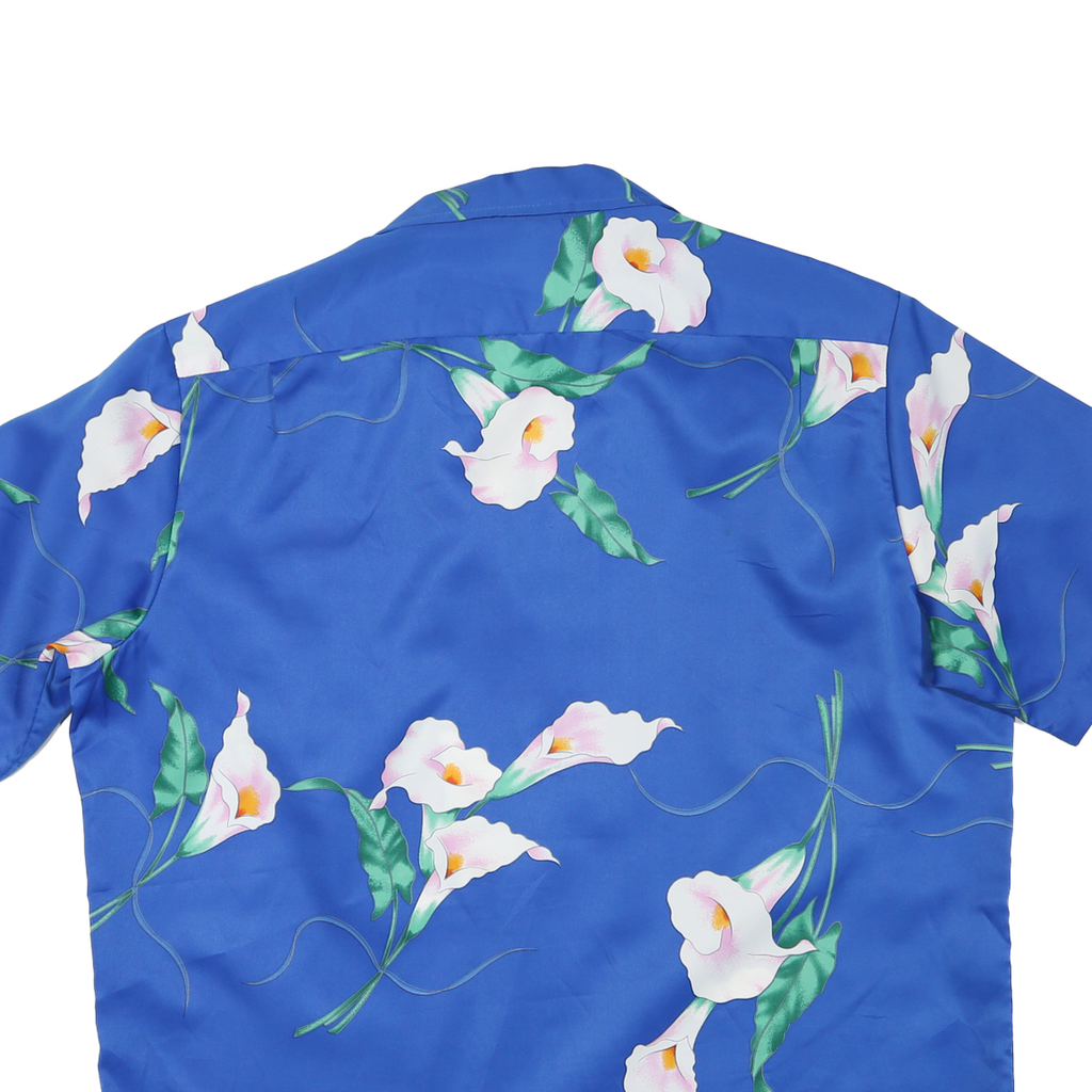 PACIFICA Mens Blue Floral Print Shirt 2XL Short Sleeve Polyester Blend Casual