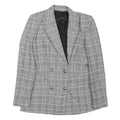 ZARA Womens Grey Check Blazer Jacket XS Cotton Blend Button Double-Breasted
