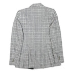 ZARA Womens Grey Check Blazer Jacket XS Cotton Blend Button Double-Breasted