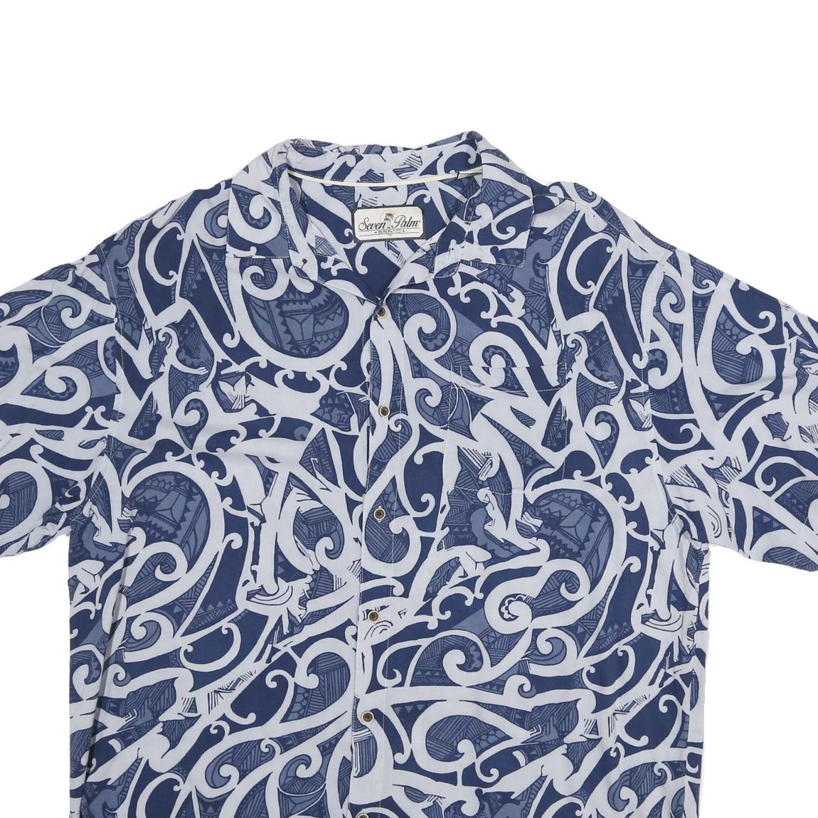SEVEN PALM Mens Blue Rayon Button Jacket XL Abstract Pattern Summer Casual