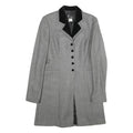 SUITE Womens Grey & Black Wool Button Jacket UK 10 Tailored Plain Velvet Collar