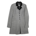 SUITE Womens Grey & Black Wool Button Jacket UK 10 Tailored Plain Velvet Collar