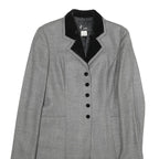 SUITE Womens Grey & Black Wool Button Jacket UK 10 Tailored Plain Velvet Collar