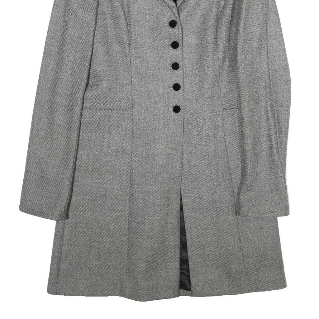 SUITE Womens Grey & Black Wool Button Jacket UK 10 Tailored Plain Velvet Collar