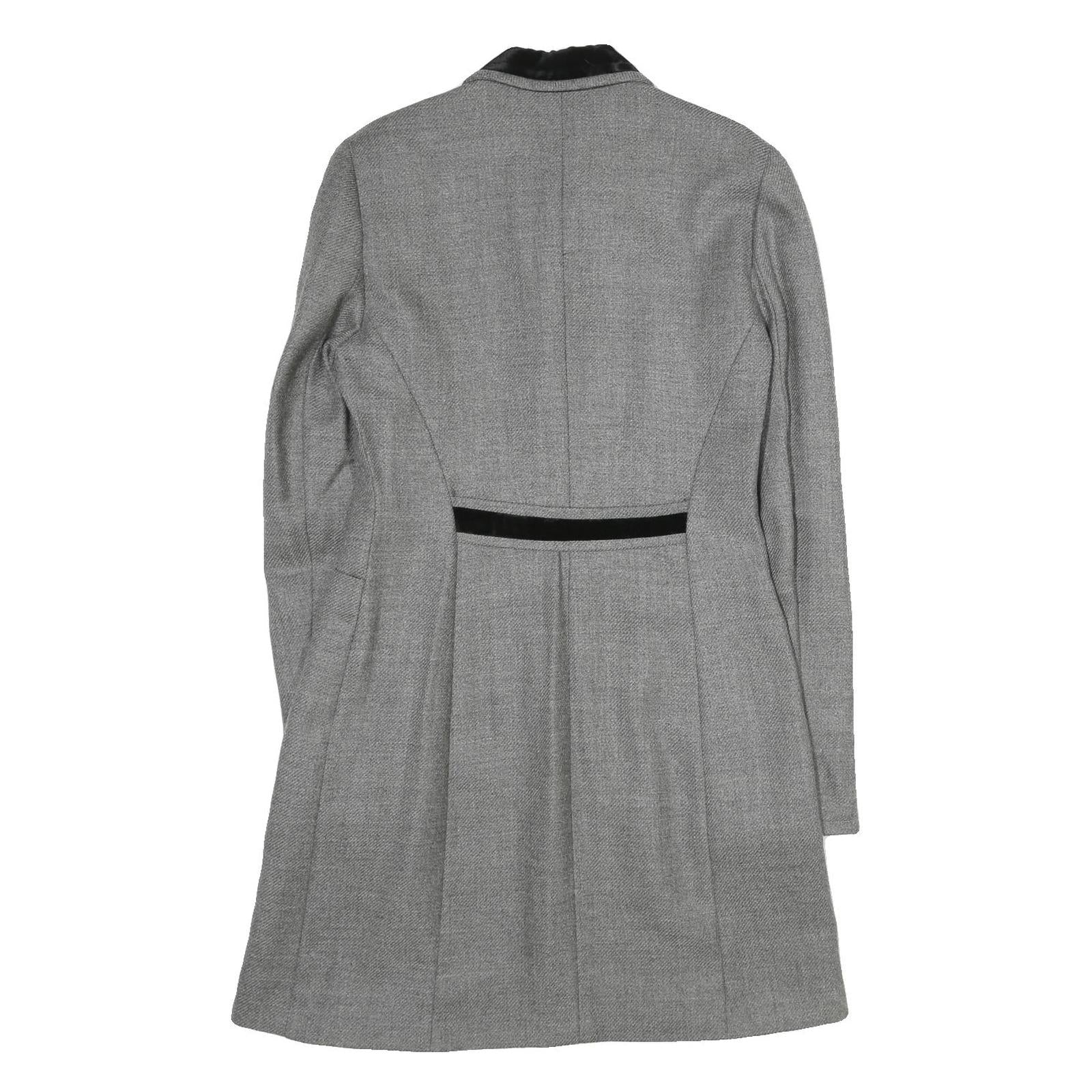 SUITE Womens Grey & Black Wool Button Jacket UK 10 Tailored Plain Velvet Collar