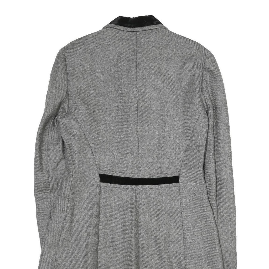 SUITE Womens Grey & Black Wool Button Jacket UK 10 Tailored Plain Velvet Collar