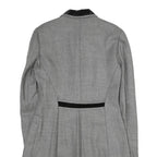 SUITE Womens Grey & Black Wool Button Jacket UK 10 Tailored Plain Velvet Collar