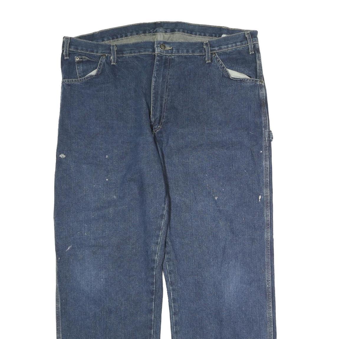 DICKIES Mens Relaxed Blue Denim Zip Jeans W40 L30 Workwear Durable