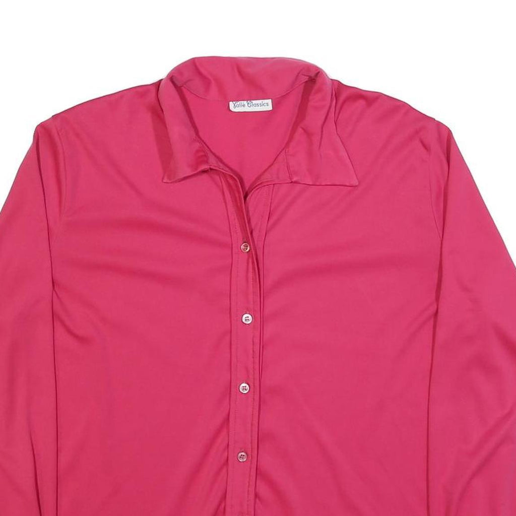 YALLE CLASSICS Womens Pink Basic Shirt Long Sleeve Collared XL Soft Cotton Blend