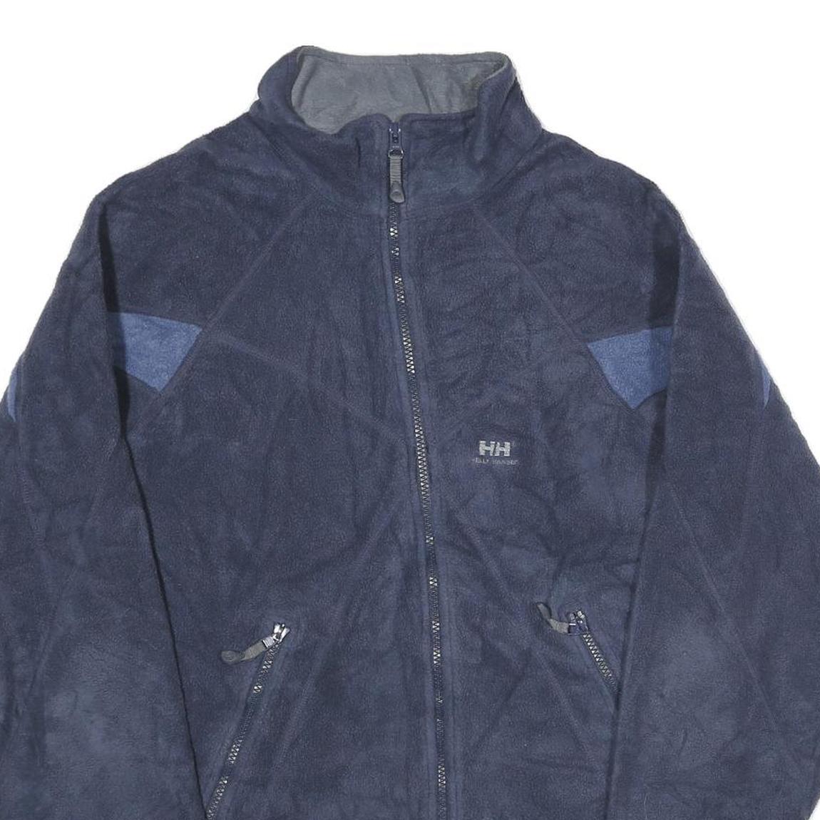 HELLY HANSEN Mens Navy Blue Jacket L Polyester Fleece Zip Front Outdoor Casual