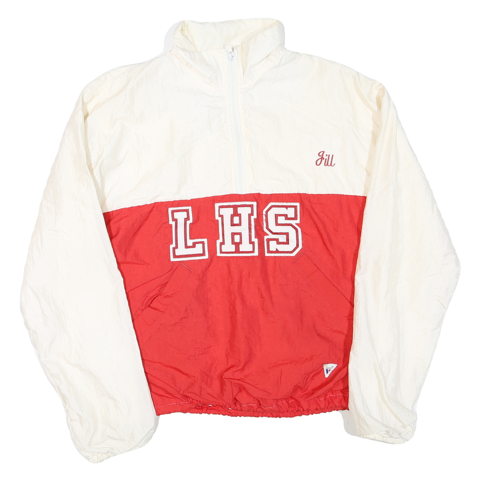 Mens Cream & Red LHS Zip Jacket L Polyester Blend Plain Casual Outerwear