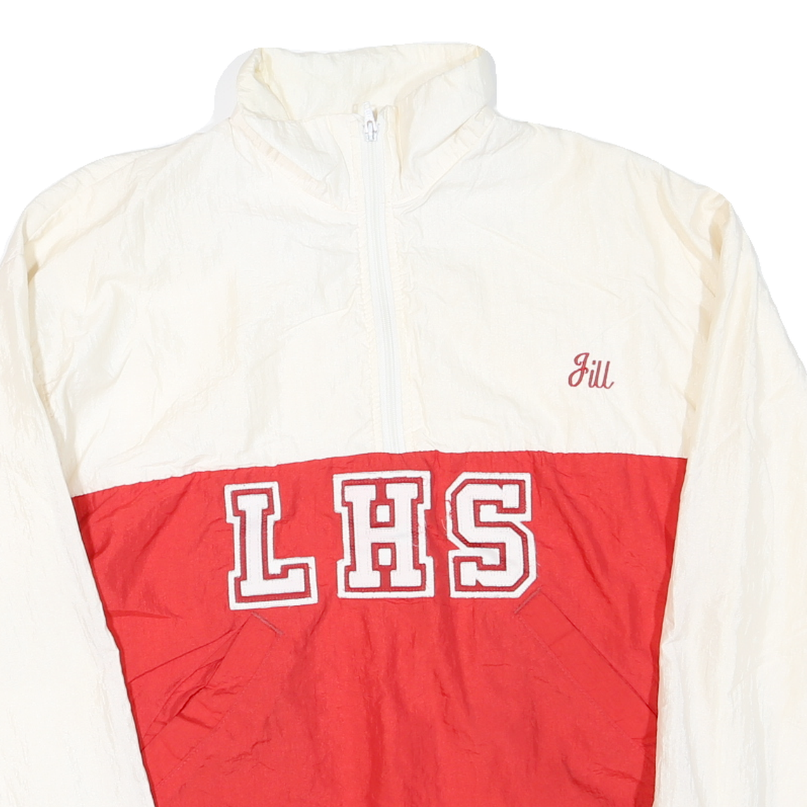Mens Cream & Red LHS Zip Jacket L Polyester Blend Plain Casual Outerwear