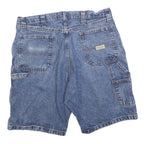 WRANGLER Mens Denim Blue Casual Shorts L W36 Cotton Blend Button Closure