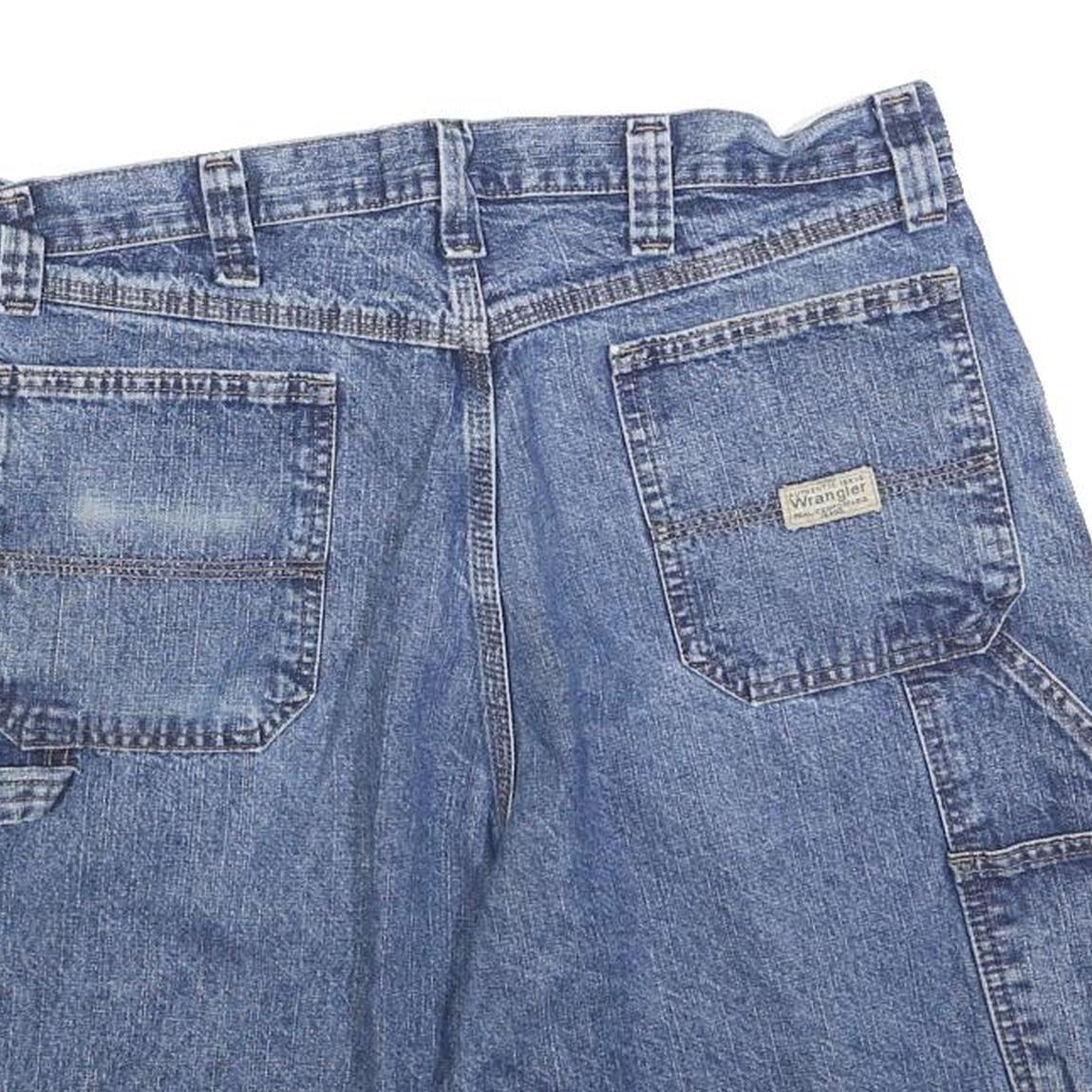 WRANGLER Mens Denim Blue Casual Shorts L W36 Cotton Blend Button Closure