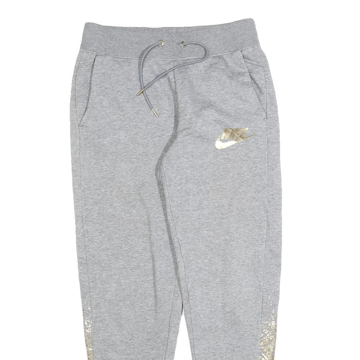 NIKE Womens Grey & Gold Joggers Slim Tapered S W26 L28 Sweatpants