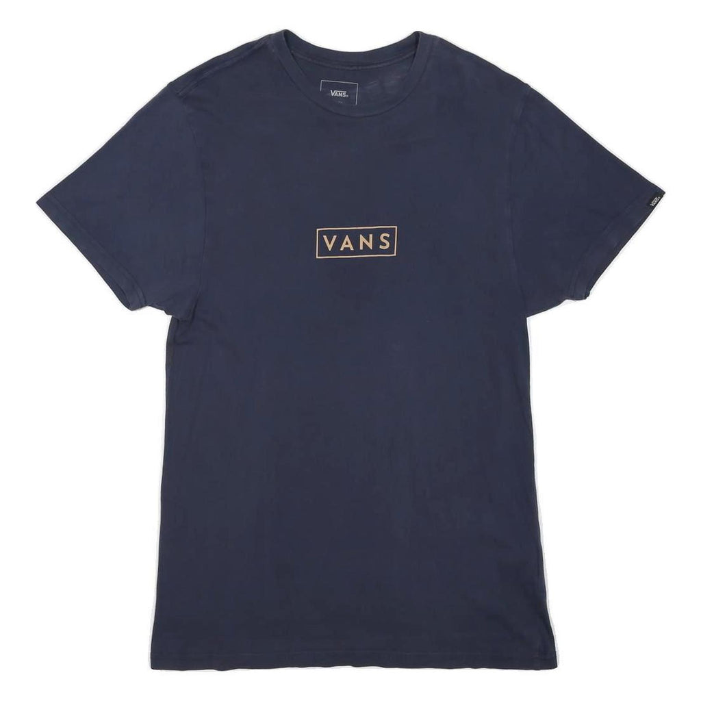 VANS Mens Navy Blue Logo Graphic T-Shirt S Short Sleeve Crew Neck Cotton Blend