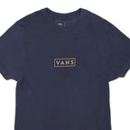 VANS Mens Navy Blue Logo Graphic T-Shirt S Short Sleeve Crew Neck Cotton Blend