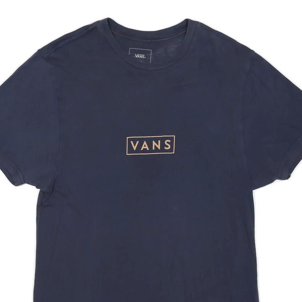 VANS Mens Navy Blue Logo Graphic T-Shirt S Short Sleeve Crew Neck Cotton Blend
